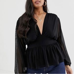 ASOS Long Sleeve Top w/ Balloon Mesh Sleeves NWT